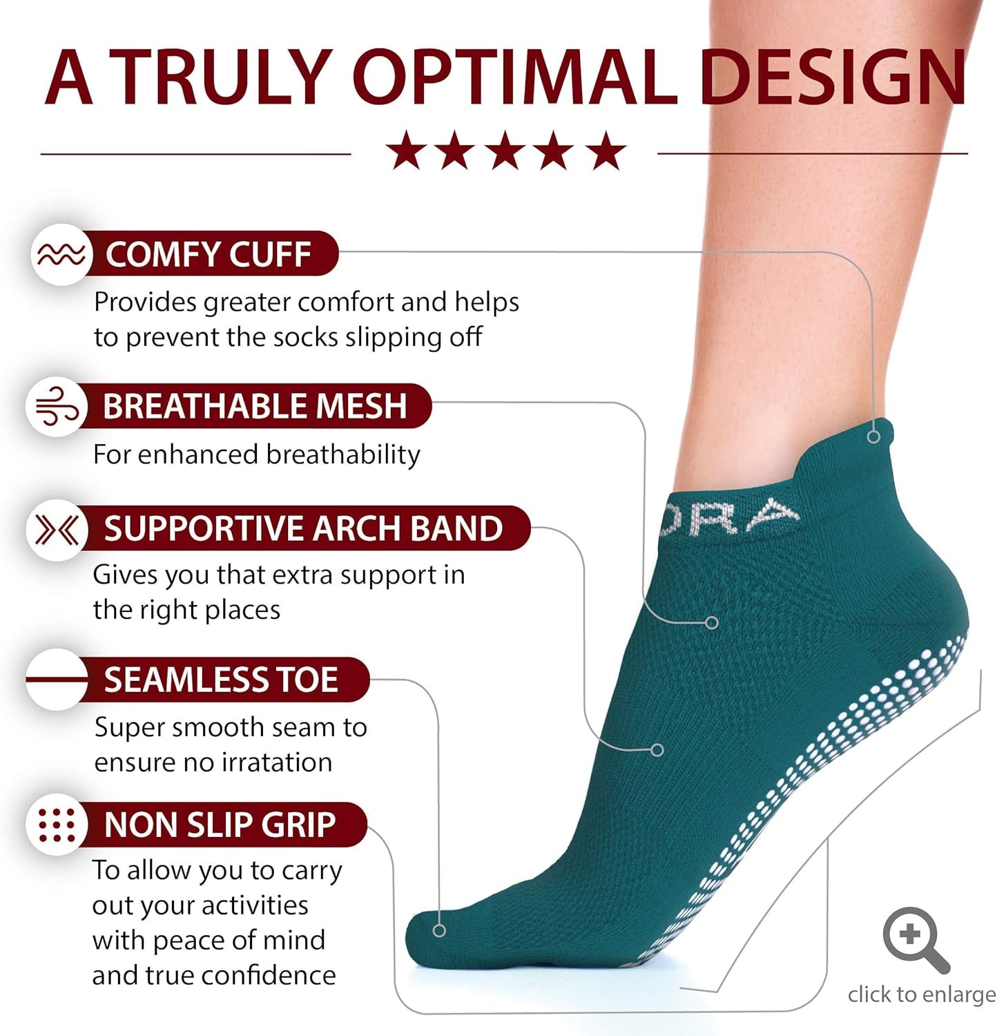 Grip Socks for Women & Men - Sticky anti Slip Non Skid - Perfect for Yoga, Pilates, Barre, Hospital, Labor